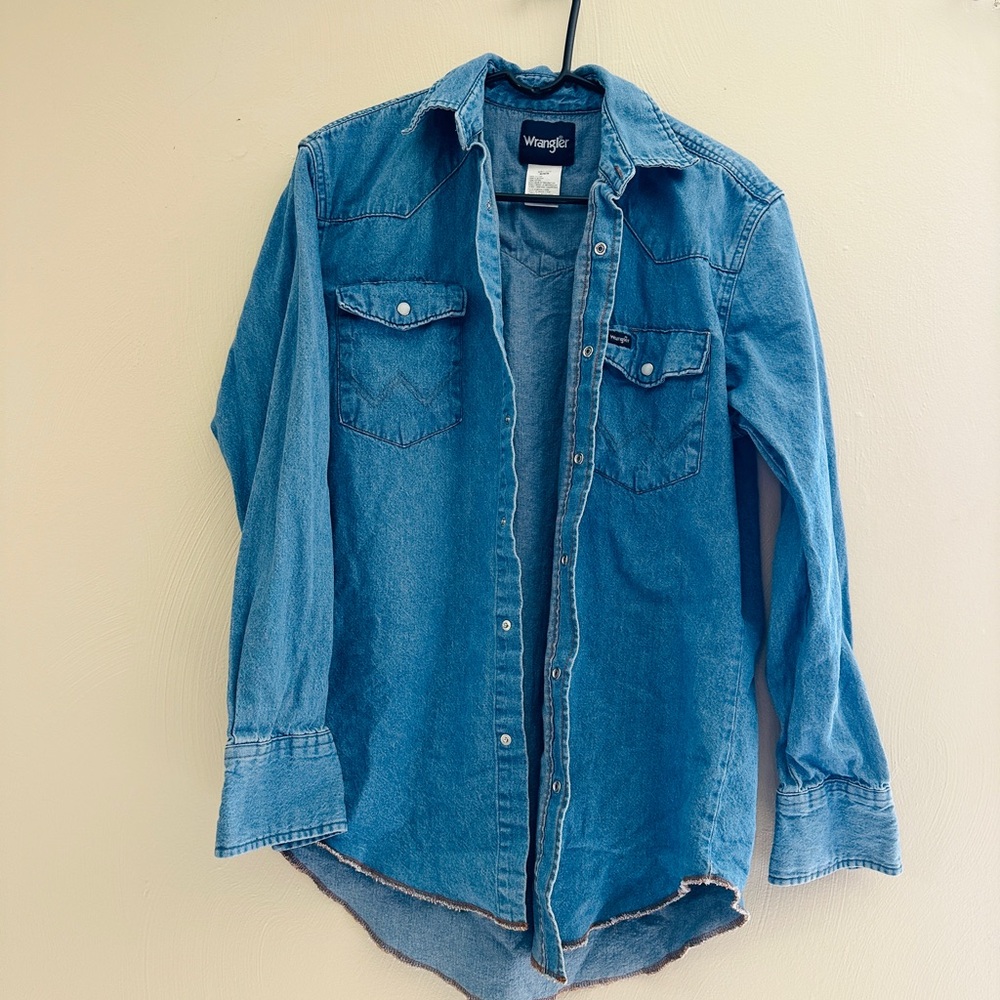 Wrangler Light Blue Pearlsnap Denim Shirt